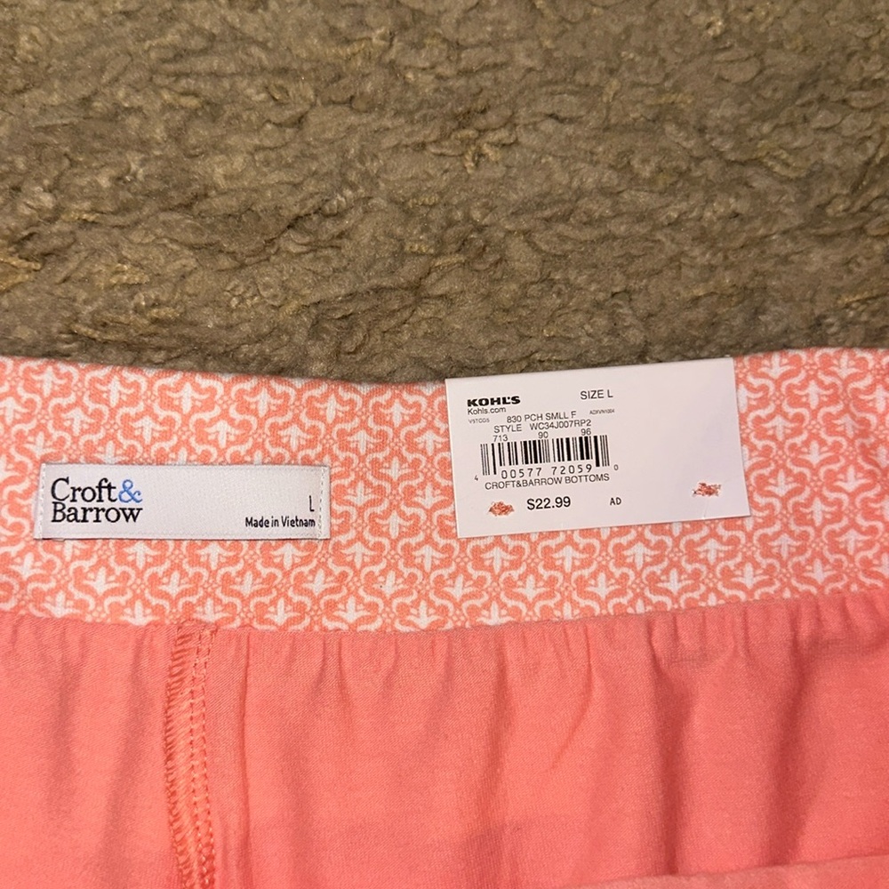 NWT Croft & Barrow Women’s Easy Pull-On Peach and White Skort (L) - Picture 5 of 6